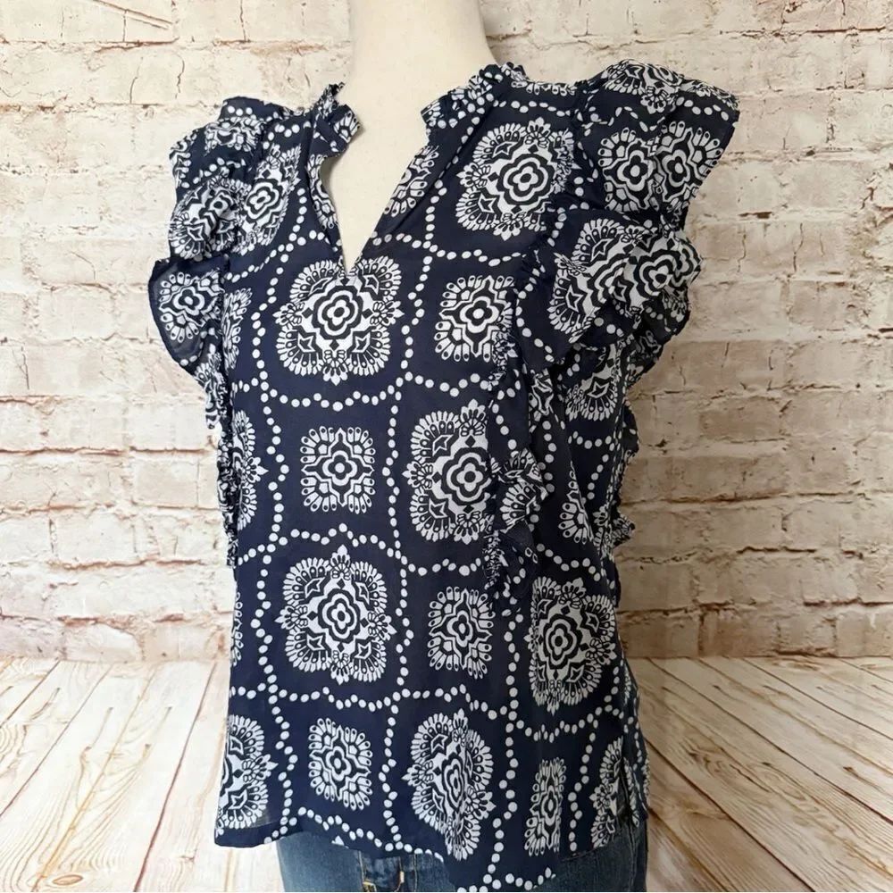 Ann Taylor Ruffle lightweight blouse top